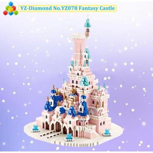 YZ Diamond Blocks Famous Fairy Tale Building Model Fantasy Castle Pink Micro Mini Blocks Building Blocks Set 4818Pcs Brick Toys