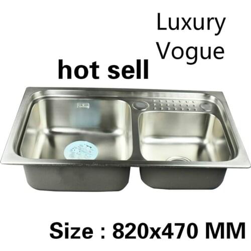Free shipping Hot sell standard individuality kitchen sink food grade 304 stainless steel double trough 820x470 MM