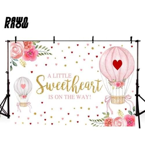 DAWNKNOW Cartoon Pink Flower Photography Background Photocall Baby Balloon Birthday Party Backdrop Newborn Photo Studio lv2650