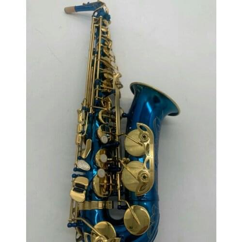 Eb Alto Saxophone New Arrival Brass Blue Gold Key Lacquer Music Instrument E-flat Sax with Case Accessories