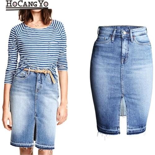 HOCANGYO Denim Pencil Skirts