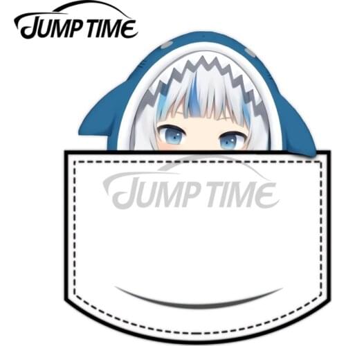 JumpTime 13 x 6.3cm Gawr Gura in Your Pocket Hololive Fine Decal Cartoon Car Stickers Waterproof Occlusion Scratch Decals Decor