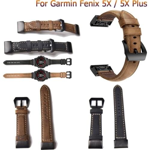 Classic Leather wrist Watch Strap Easy fit quick Link Bracelet Belt 26MM For Garmin Fenix 3/Fenix 5X fashion Watchband wristband