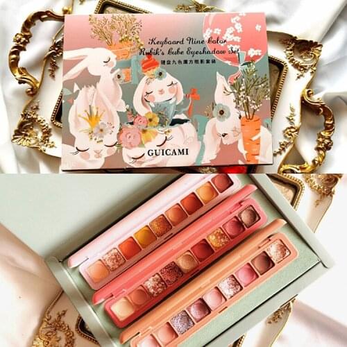 Fingertip keyboard nine-color Rubiks Cube eye shadow Ins ultra fire pearl matt polarizing eye shadow set