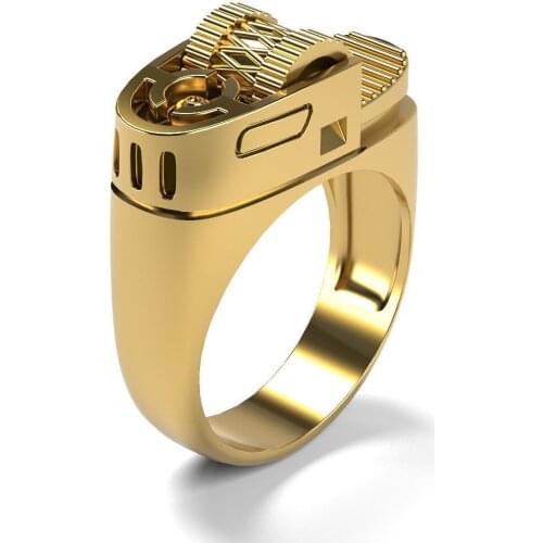 2021 new European American Punk Style Lighter Ring Accessories Unique Mens Gift Cocktail Gothic Simulation Lighter Shape Rings
