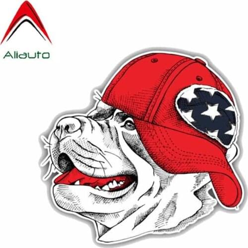 Aliauto Creative Funny Car Sticker Staffordshire Bull Terrier Dog Head Cap Waterproof Sunscreen Decal PVC Decoration,13cm*12cm