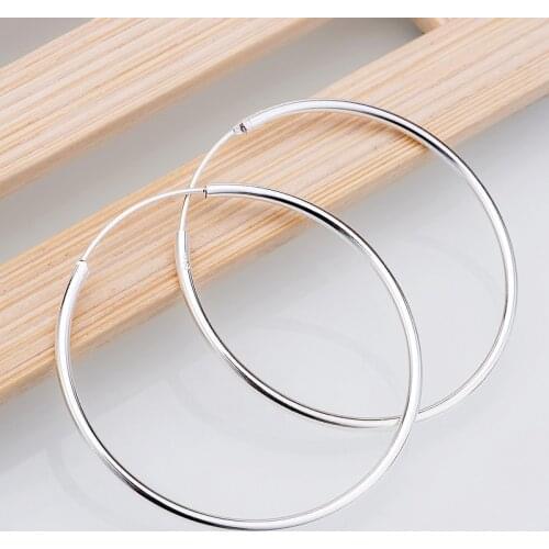 Circular smooth shining silver plated earrings 925 jewelry for women silver earrings RAYPIHMP