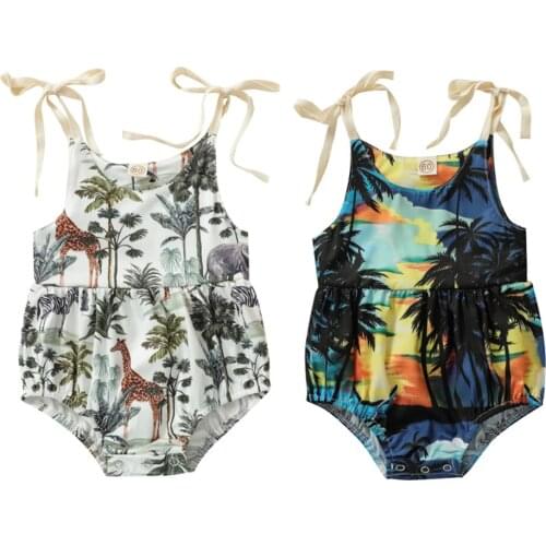 Summer Fashion Newborn Baby Girl Boy Clothing Animal Forest Printed Romper Sleeveless Jumpsuit Clothes Sunsuit 0-24M