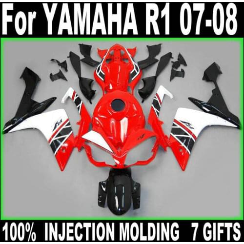 Hot sale fairings for Yamaha injection molding YZF R1 07 08 red black white fairings set YZFR1 2007 2008 BD37