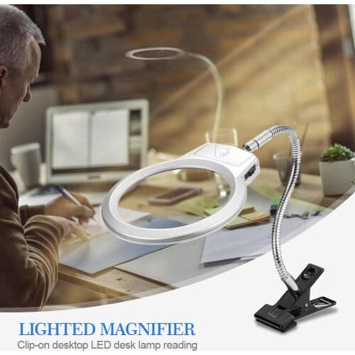 Magnifier Clip-on Lighted Table Desk LED Clamp Lamp 2x 5x Magnifying Glass Hoses Analysis Optical Instruments Supplies