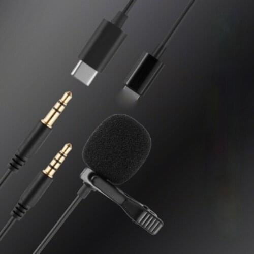 Mini Microphone for iPhone Type C 3.5mm Microfone For Samsung Huawei Lavalier Clip-on Recording Android Phone PC Microfono