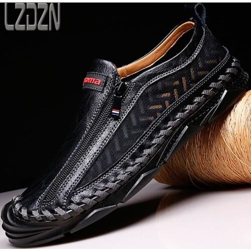 2021 New Summer Leather Shoes Mens Shoes Soft Bottom Tendon Casual Net Shoes Breathable Mesh Hollow Sandals Sandals Casual Mesh