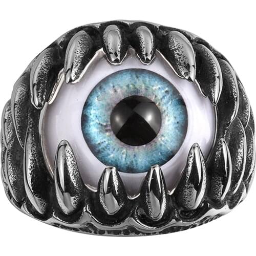 Europe and the United States creative exaggerated personality eye titanium steel ring punk wind ring mens exaggerated ring