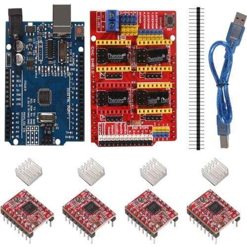 CNC Shield Contoller Kits for 3D Printer, CNC Shield Expansion Board V3.0 A4988 Stepper Motor Driver with Heatsink