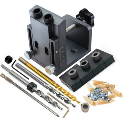 Drill Guide Dowel Jig Set Woodworking Joinery Master W/ Drill Sleeve for Carpentry Drilling Pocket Hole Tool Kit