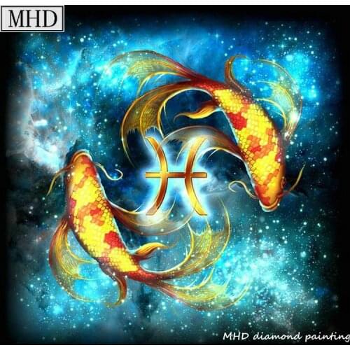 Full square diy 5d diamond painting two fish picture 100% resin embroidered mosaic diamond cross stitch decoration kit