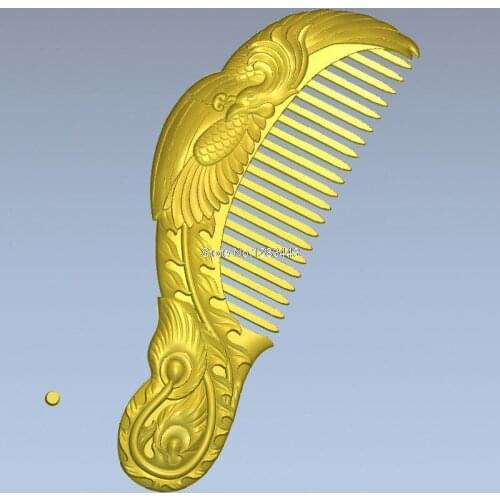 Comb with phoenix 3d model relief for cnc in STL file format 3D model for CNC machine