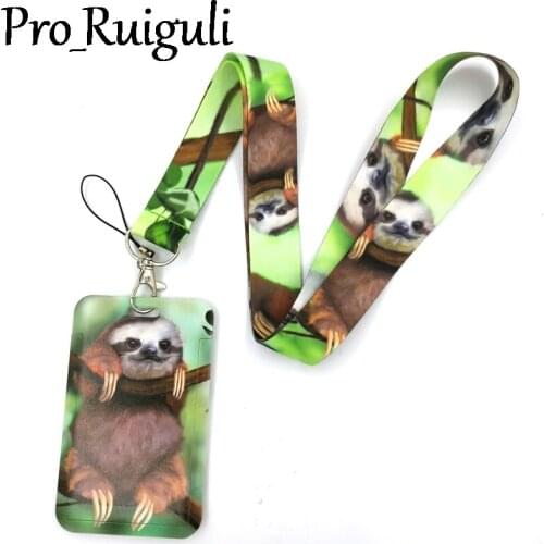 Real Animal Sloth Key lanyard Car KeyChain ID Card Pass Gym Mobile Phone Badge Kids Key Ring Holder Jewelry Decorations