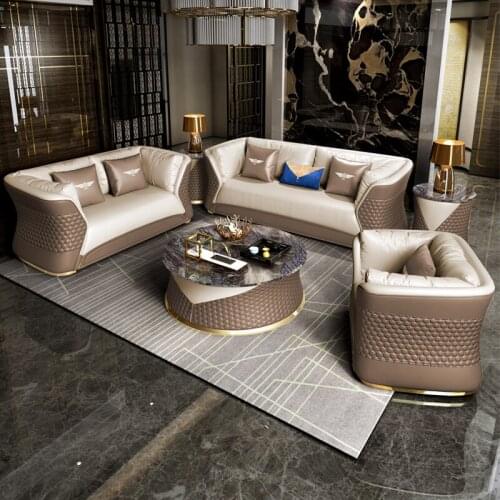 Luxury Living Room Furniture Leather Sofa Set 1,2 And 3 Seater Sofa