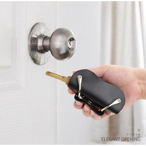 Handmade Genuine Leather Smart Key Wallet DIY Keychain Cowhide Housekeeper Key Pocket Portable Organizer Car Key Holder