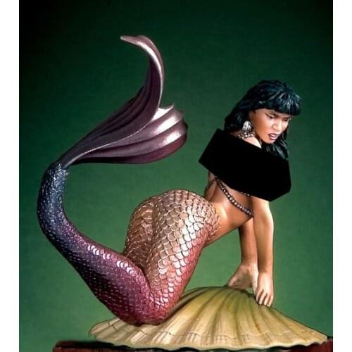 Unassambled 1/22 ancient woman fantasy with conch Resin figure miniature model kits Unpainted