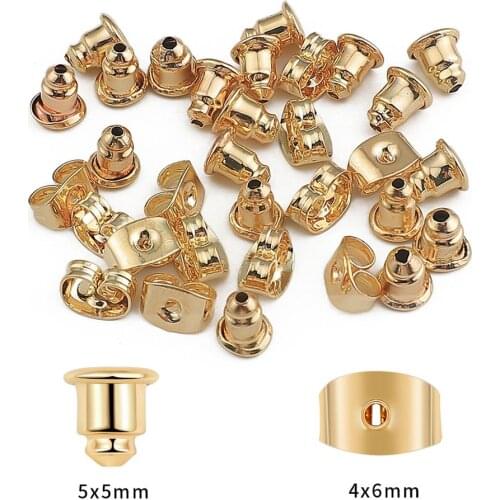 50pcs/lot 18k Gold Plated Earring Studs Backs Stopper Scrolls Ear Findings Blocked Caps Earring Stoppers DIY Ear Accessories