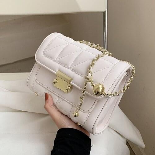 White Womens Summer 2021 Summer Golden Ball Chain Shoulder Messenger Bag new crossbody bags