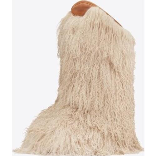 Runway Sock Boots Women Black Beige Fringe Height Increasing Snow Boots Women Plus Size 42 Tassel Ankle Women Boots Winter