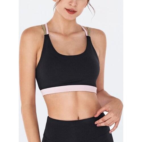 Women Cross Strappy Sport Bra with Removable Pads for Yoga Running Exercise Gym