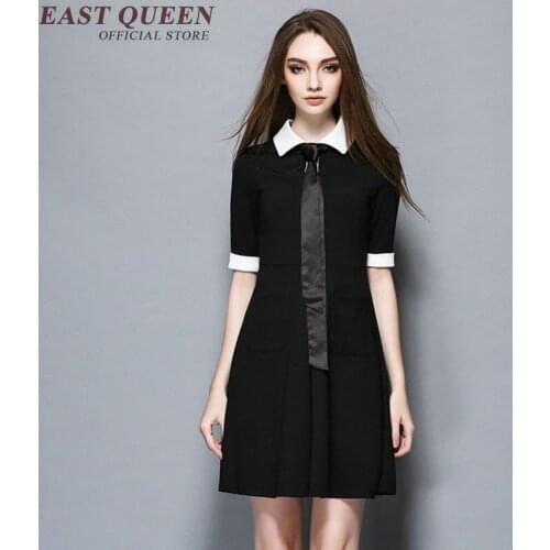 Fashion women dress summer 2018 black dress with white collar casual A-line women white collar dress OL summerdress NN0522 HQ