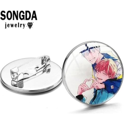 SONGDA Anime GIVEN Series Anime Pattern Brooch Cabochon Glass Dome Metal Lapel Pins Badges Clothes Backpack Jewelry Accessories
