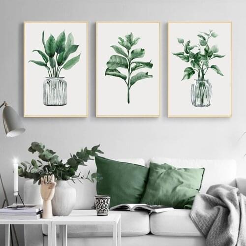 Canvas Painting Green Plant Leaves Posters Wall Art Nordic Posters and Prints Pictures For Living room Modern Home Decoration