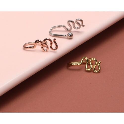 3/Piece of stainless steel false nose ring, nasal septum ring, snake-shaped ring, female fake perforated body jewelry, no holes