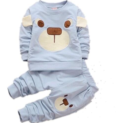 Kids Clothes Sets New Childrens Set Solid Color Baby Boys Cartoon Ear Bear Two Piece Childrens Set for Boys and Girls 0-3 Ages