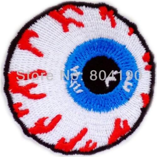 MISHKA Eyeball Heavy Metal Iron On/Sew On Patch Tshirt TRANSFER MOTIF APPLIQUE Rock Punk Badge