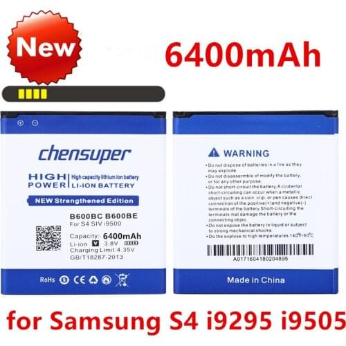 New 6400mAh B600BC B600BE Battery for Samsung galaxy S4 i9295 i9505 I9506 I9507 i9502 i9508 i9500 i9150 i9152 i9158 i9506 G7100