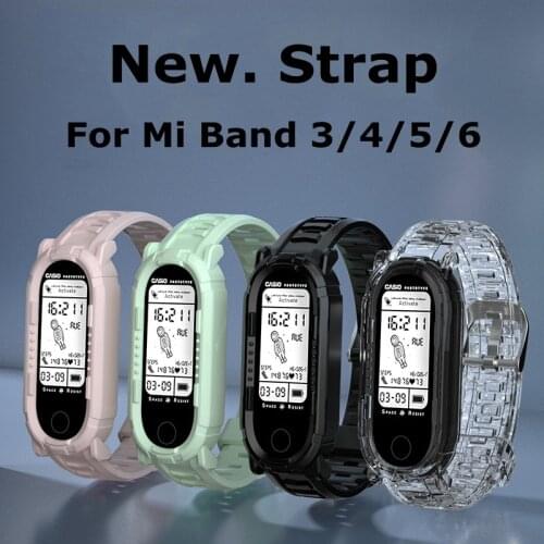 Strap For Xiaomi Mi Band 6 5 4 3 Wristband Sicone Clear Replacement Bracelet Pink Green Wrist Sports Straps MiBand 6 Accessories