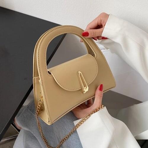 Small PU Leather Crossbody Bag with Short Handle for Women 2021 Trends Shopper Chain Top Handle Shoulder Purses and Handbags