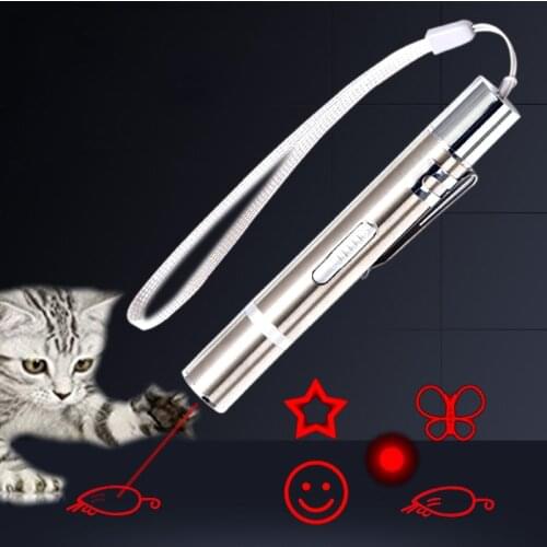 Pet Toy USB Rechargeable 3 In 1 Funny Cat Chaser Stick Mini Flashlight Red LED Laser Pointer Funny Cat Pen Pet Supplies