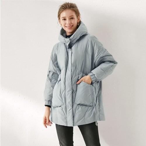 Women newest hooded long duck down jacket female fashion slim warm coat lady thickened winter Europe and America down clothes