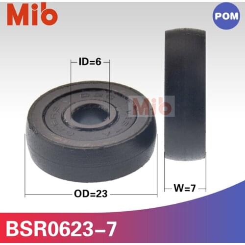 1pcs/lot black round type inner diameter 6mm 0.6cm black pom pa plastic pathway guide rail roller wheel pulley 6*23*7 BSR0623-7