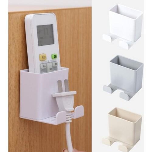 1 Pc Punch Free Multifunctional Remote Control Holder Wall Mounted Household Storage Rack Smartphone Hanging Charging Holder