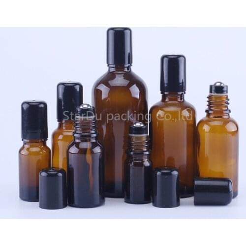 10pcs 5ML 10ML 15ML 20ML 30ML 50ML 100ML Stainless Steel Roller Ball Perfume Essential Oil Refillable Glass Bottles Vials