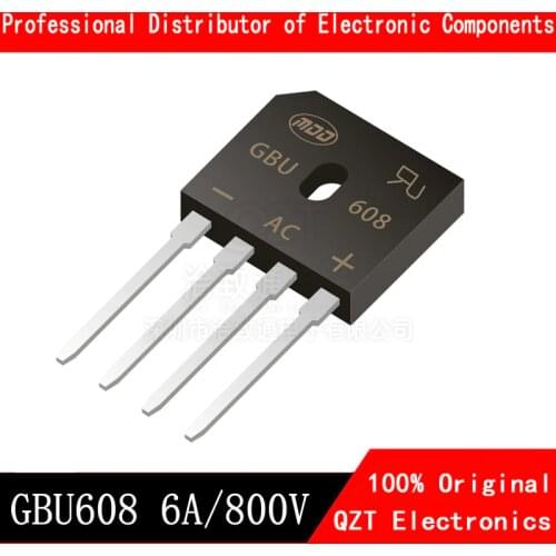 10pcs/lot New GBU608 Rectifier Bridge 6A 800V Flat Bridge Bridge Stack 608 DIP-4 In Stock