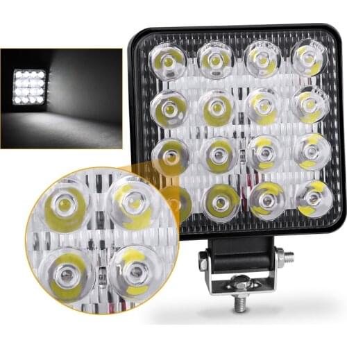 16 LED 48W Warning Light Work Light Car LED Spotlight Light Square Round For Auto Truck Off Road 4X4 SUV ATV Accessories 12V