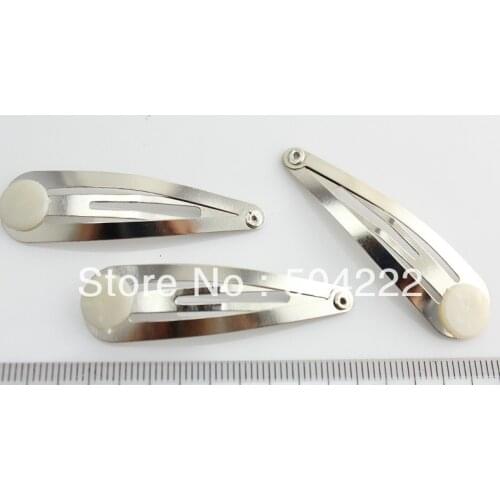 200pcs 50mm(2inch) silver tone Hair Snap Clips with 8mm pads -silver tone diy snap clips medium size