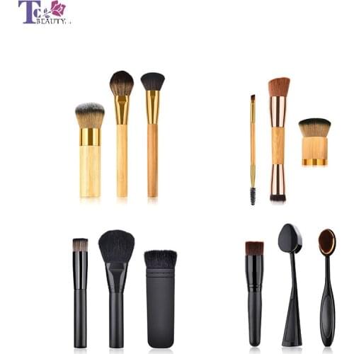 3pcs Makeup Brushes Powder Brush Wooden Handle Flat Head Eye Shadow Foundation Make Up Eyeliner Eyelash Lip Cosmetic Beauty