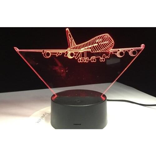 Flying Big Wings Plane A380 3D Lamp RGB Mood Lamp 7 Colors Light LED Night Light Birthday Holiday Decor Gift For Children Friend