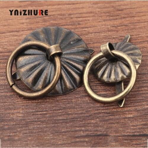 50Pcs Antique Bronze Sun Drawer Cabinet Desk Door Pull Handle Knob Furniture Hardware Ring Pin Handle