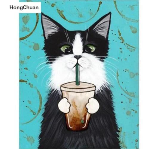 5D Diamond Painting Full Square/Round Diamond Embroidery Coke Cat Handmade Rhinestone DIY Mosaic Home Decoration Gift